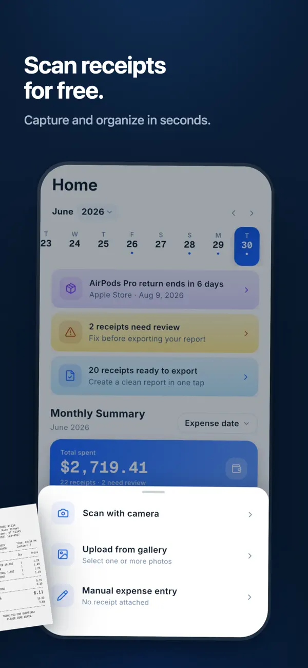 AI Receipt Scanner on iPhone — App Store screenshot